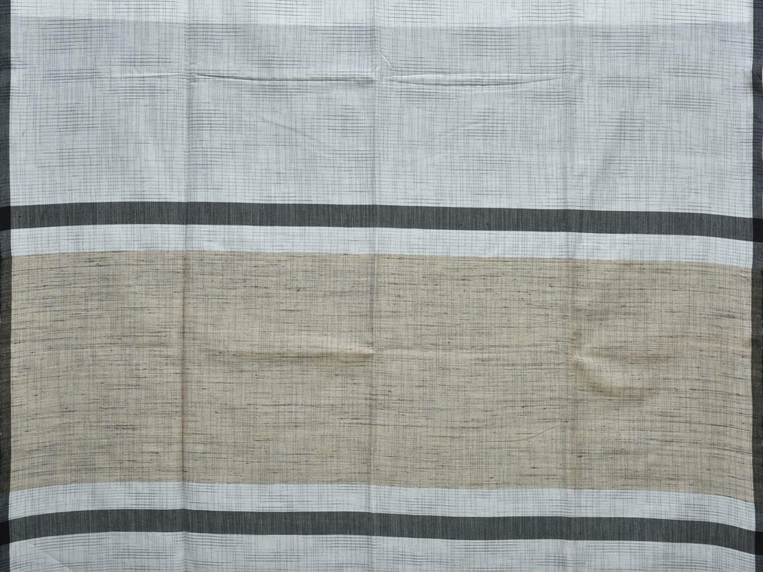 White Organic Cotton Handloom Saree with Strips Design o0263