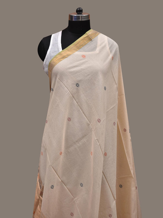White Uppada Cotton Handloom Dupatta with Paithani Design ds2657