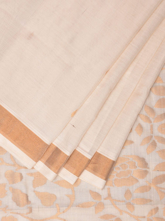 White Uppada Cotton Handloom Saree with Floral Pallu Design u2176