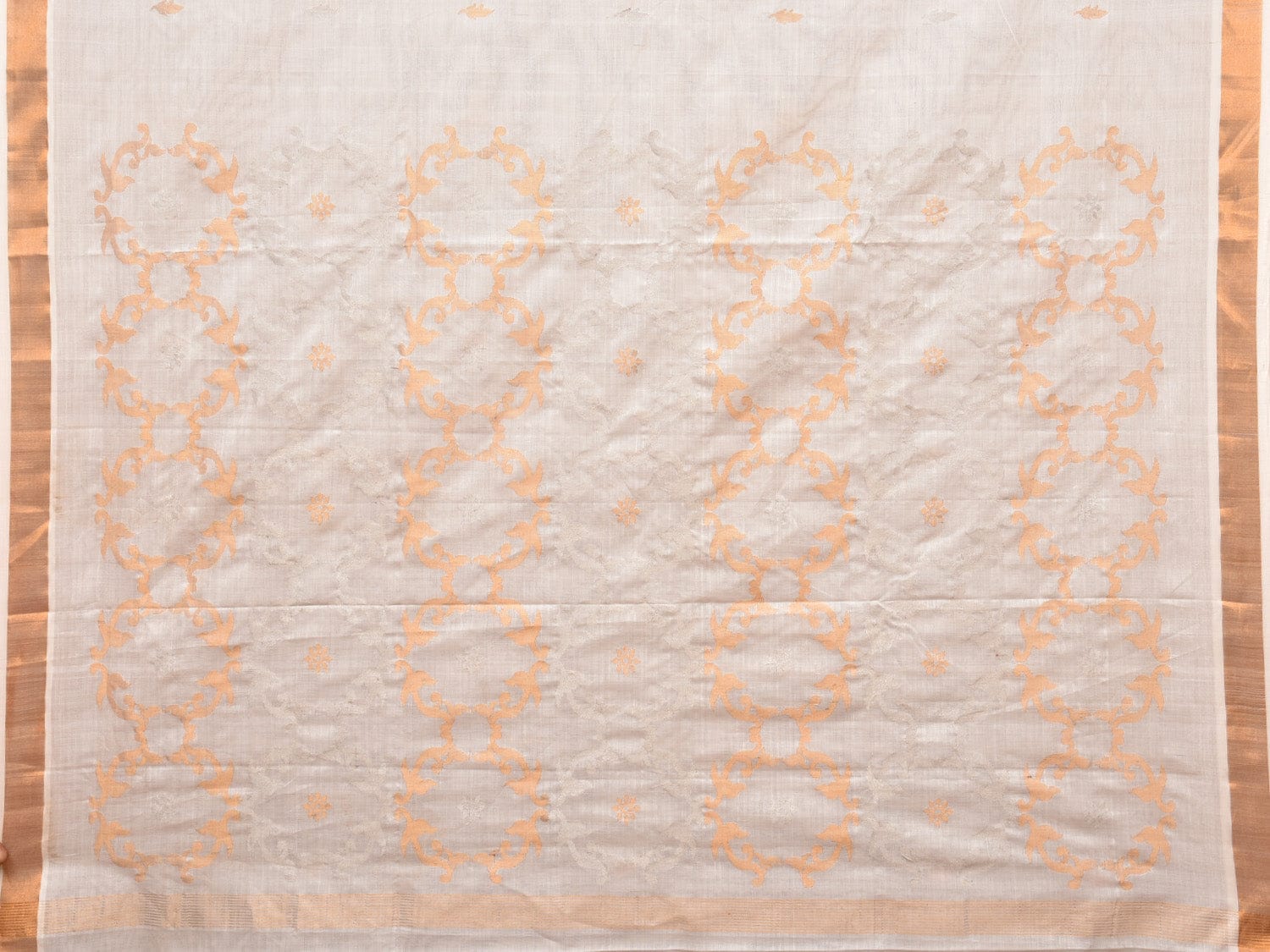 White Uppada Cotton Handloom Saree with Grill Pallu Design u2041