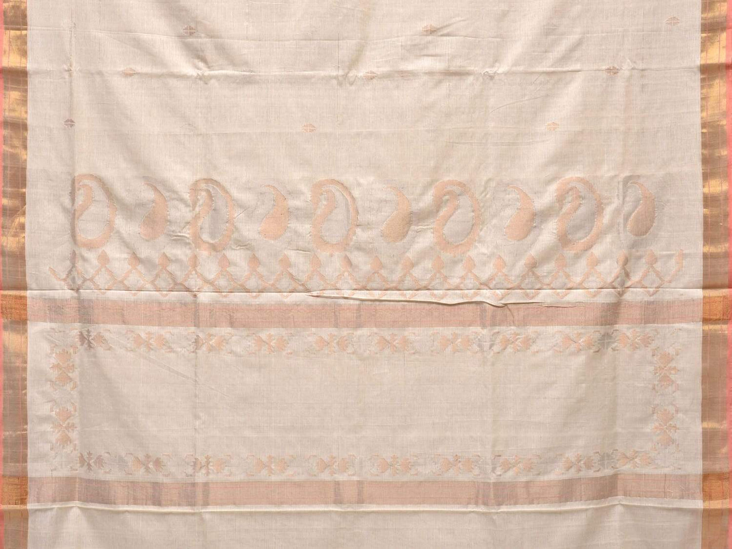 White Uppada Cotton Handloom Saree with Mango Design Pallu u1658