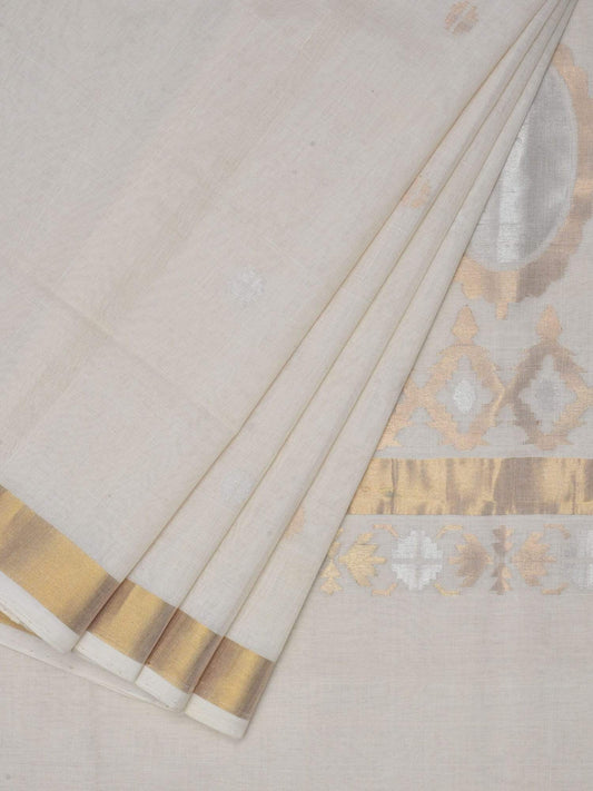 White Uppada Cotton Handloom Saree with Mango Pallu Design U1427