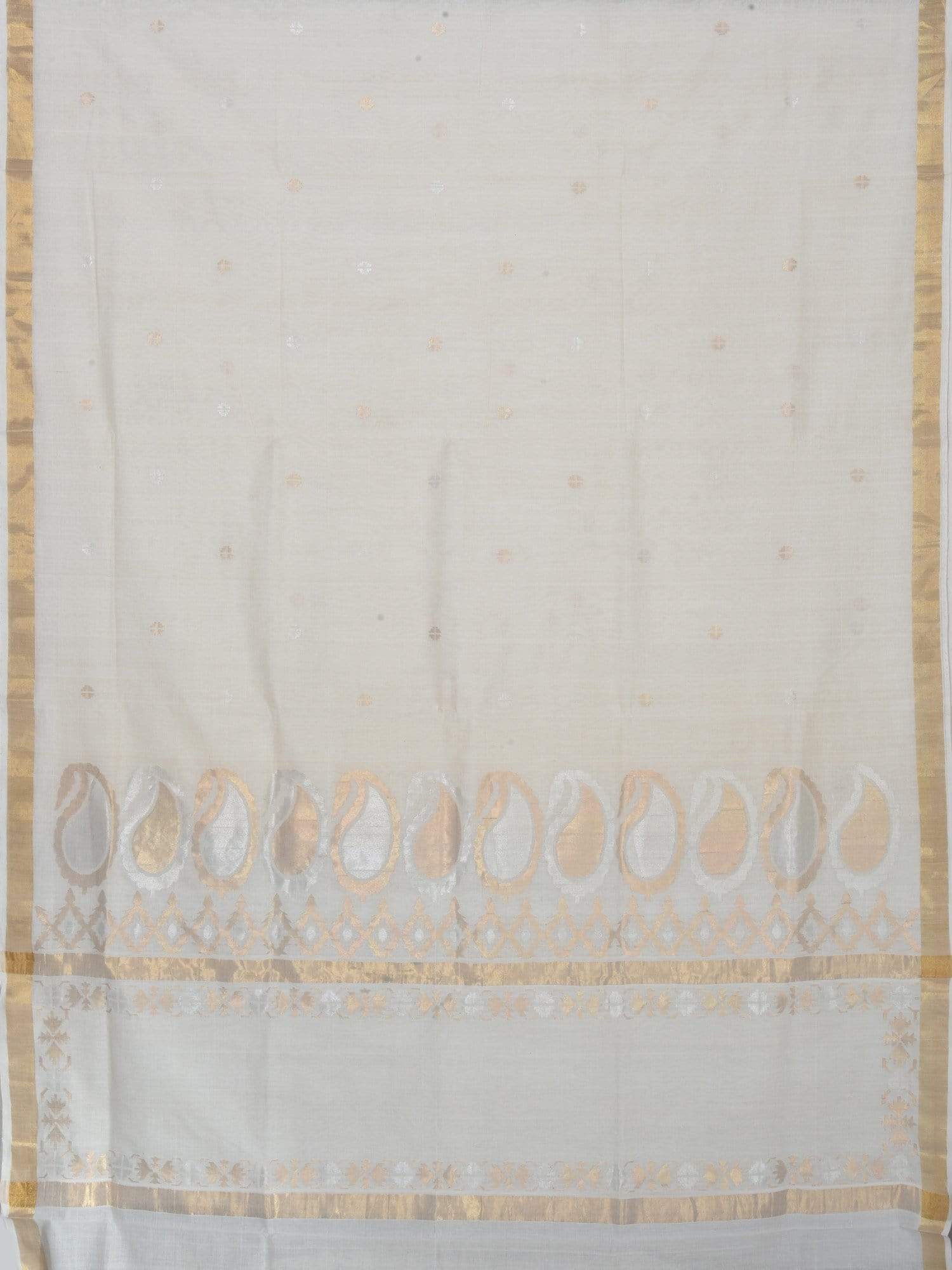 White Uppada Cotton Handloom Saree with Mango Pallu Design U1427