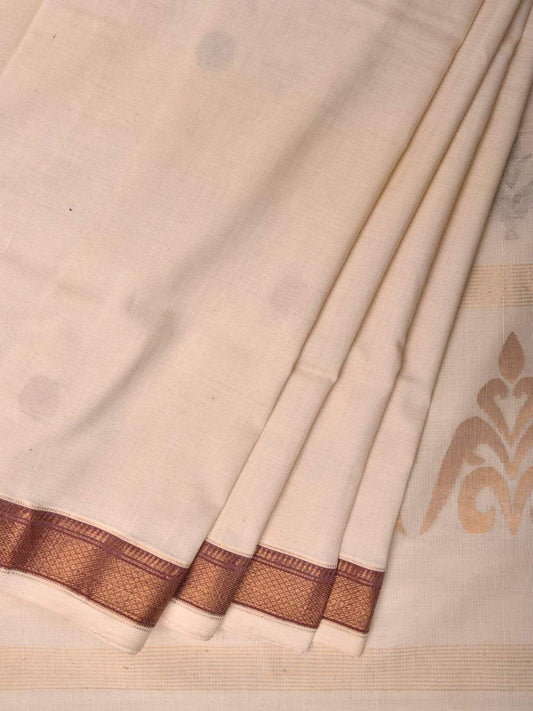 White Uppada Cotton Handloom Saree with Pallu Design u1767