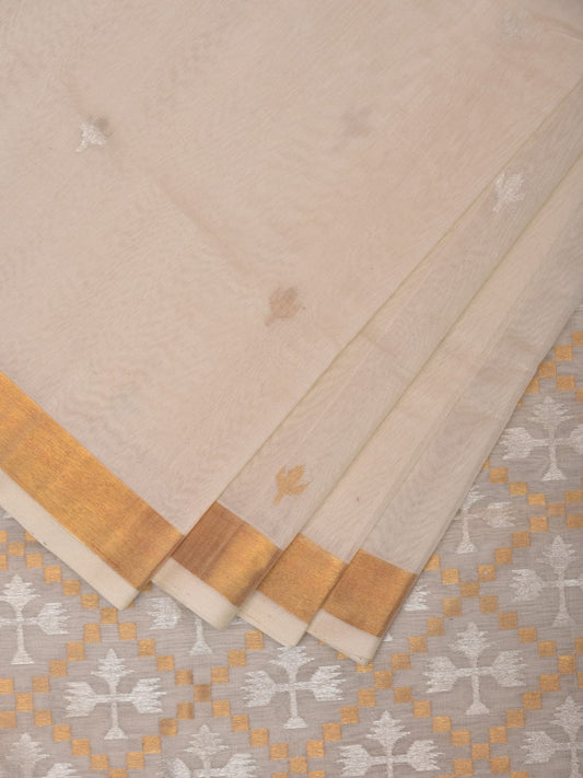 White Uppada Cotton Silk Handloom Saree with Jamdani Pallu Design u2227