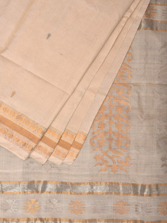 White Uppada Cotton Tussar Handloom Saree with Karpur Pallu Design u1961