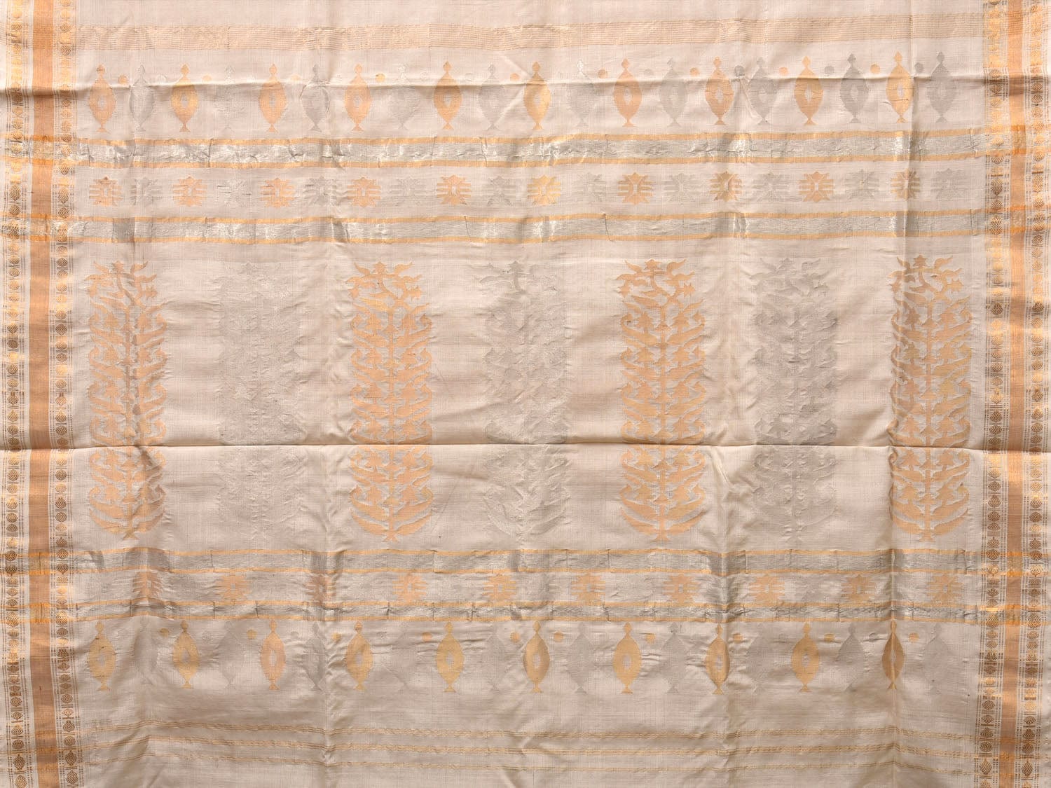 White Uppada Cotton Tussar Handloom Saree with Karpur Pallu Design u1961