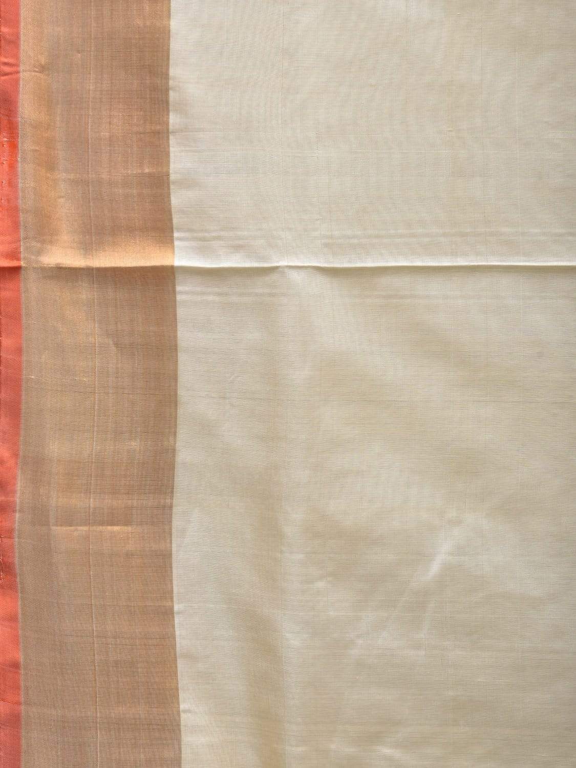 White Uppada Silk Handloom Plain Saree with Strips Pallu Design u1788