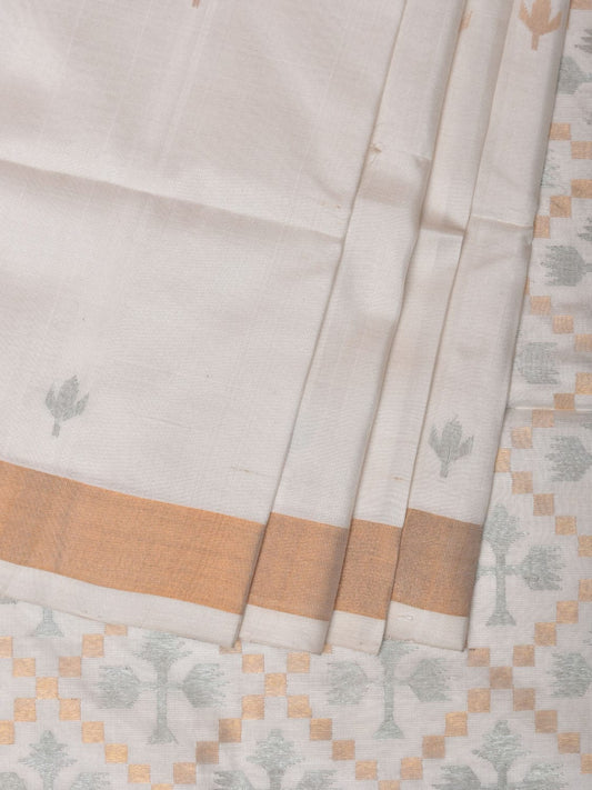 White Uppada Silk Handloom Saree with Jamdani Pallu Design u2069