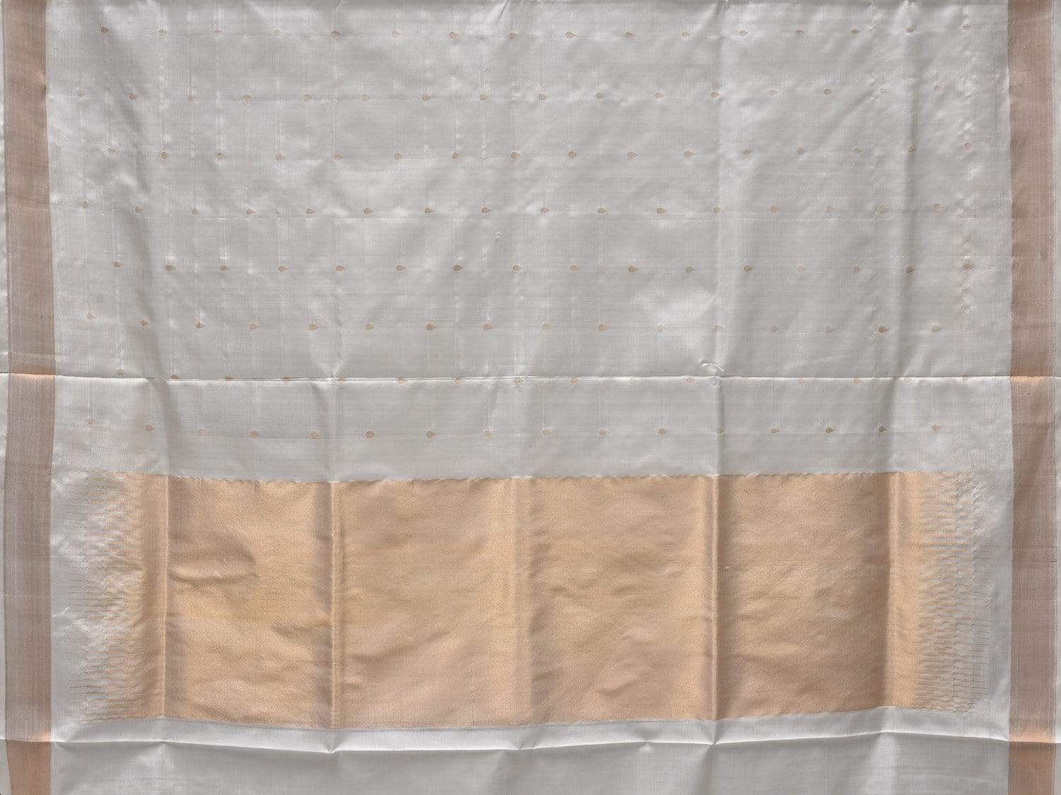 White Uppada Silk Handloom Saree with Small Deep Buta Design u1787