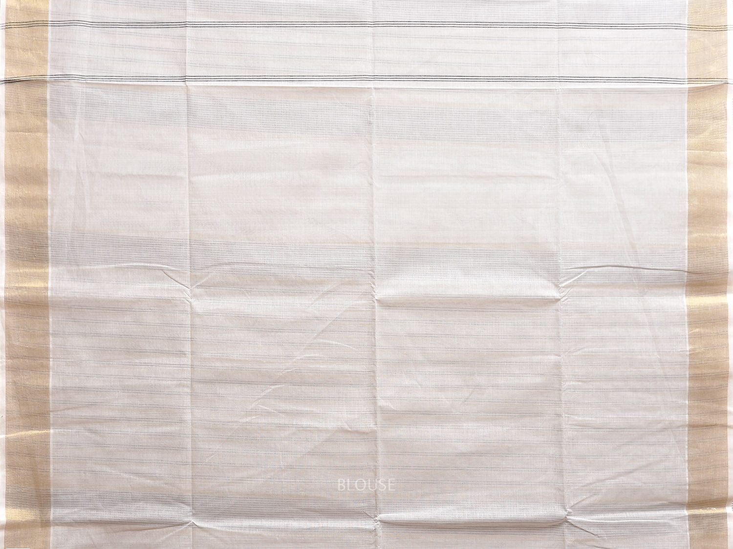 White Venkatagiri Cotton Saree with Strips Body and Pallu Design v0097