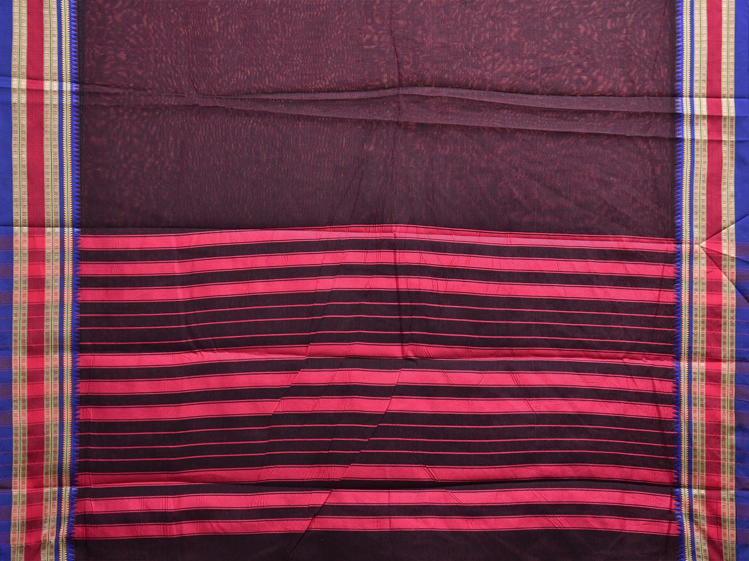 Wine and Pink Bamboo Cotton Plain Saree with Strips Pallu Design No Blouse bc0784