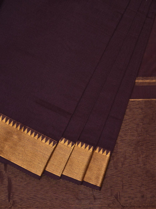 Wine Mangalgiri Cotton Handloom Saree with Strips Design mn0069