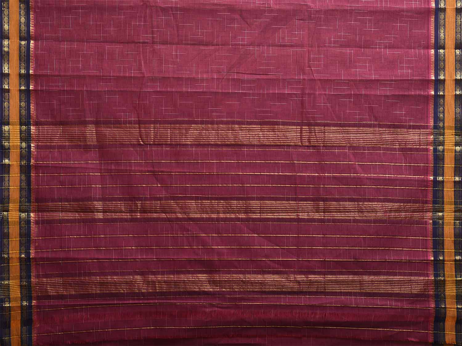Wine Narayanpet 80s Cotton Handloom Saree with Ikat Weave Design No Blouse np1133
