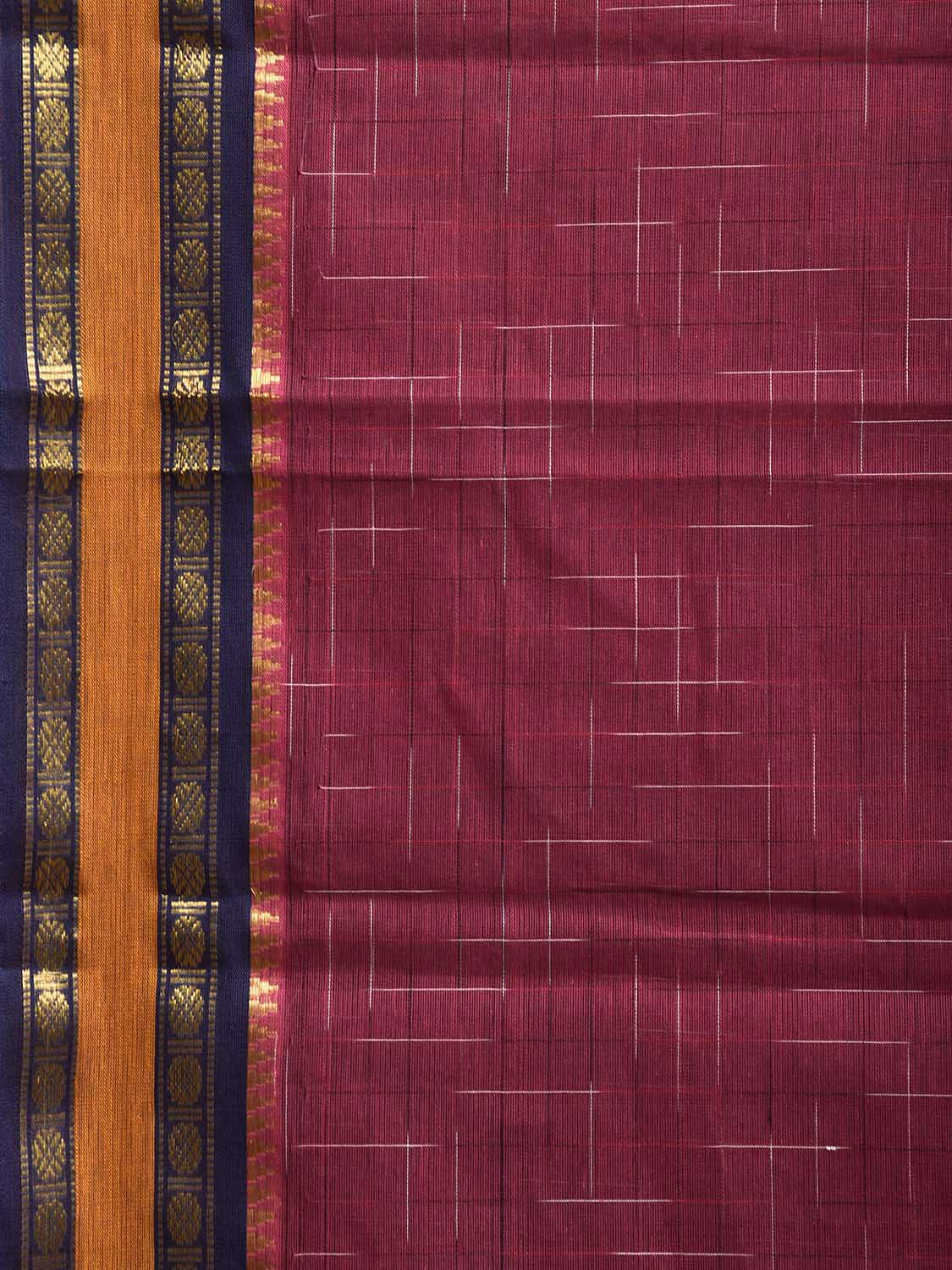 Wine Narayanpet 80s Cotton Handloom Saree with Ikat Weave Design No Blouse np1133