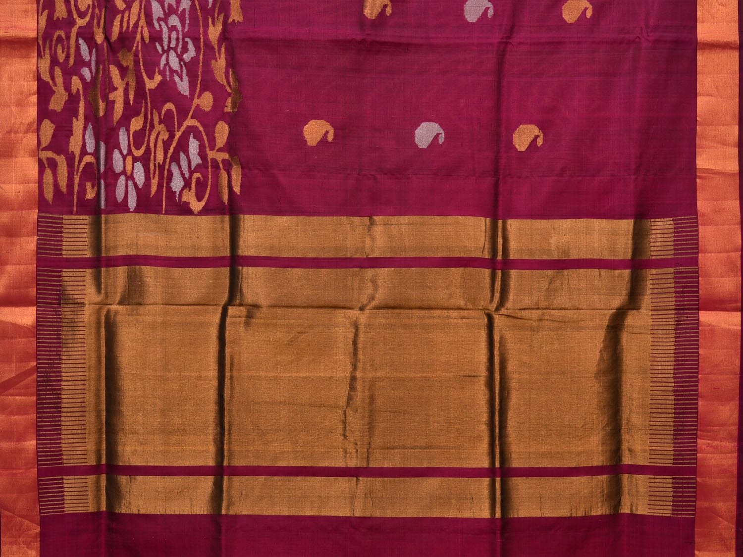 Wine Uppada Silk Handloom Saree with One Side Border Design u1974