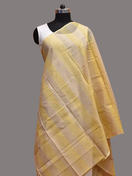 Yellow and Cream Kota Cotton Dupatta with Strips Design ds3730