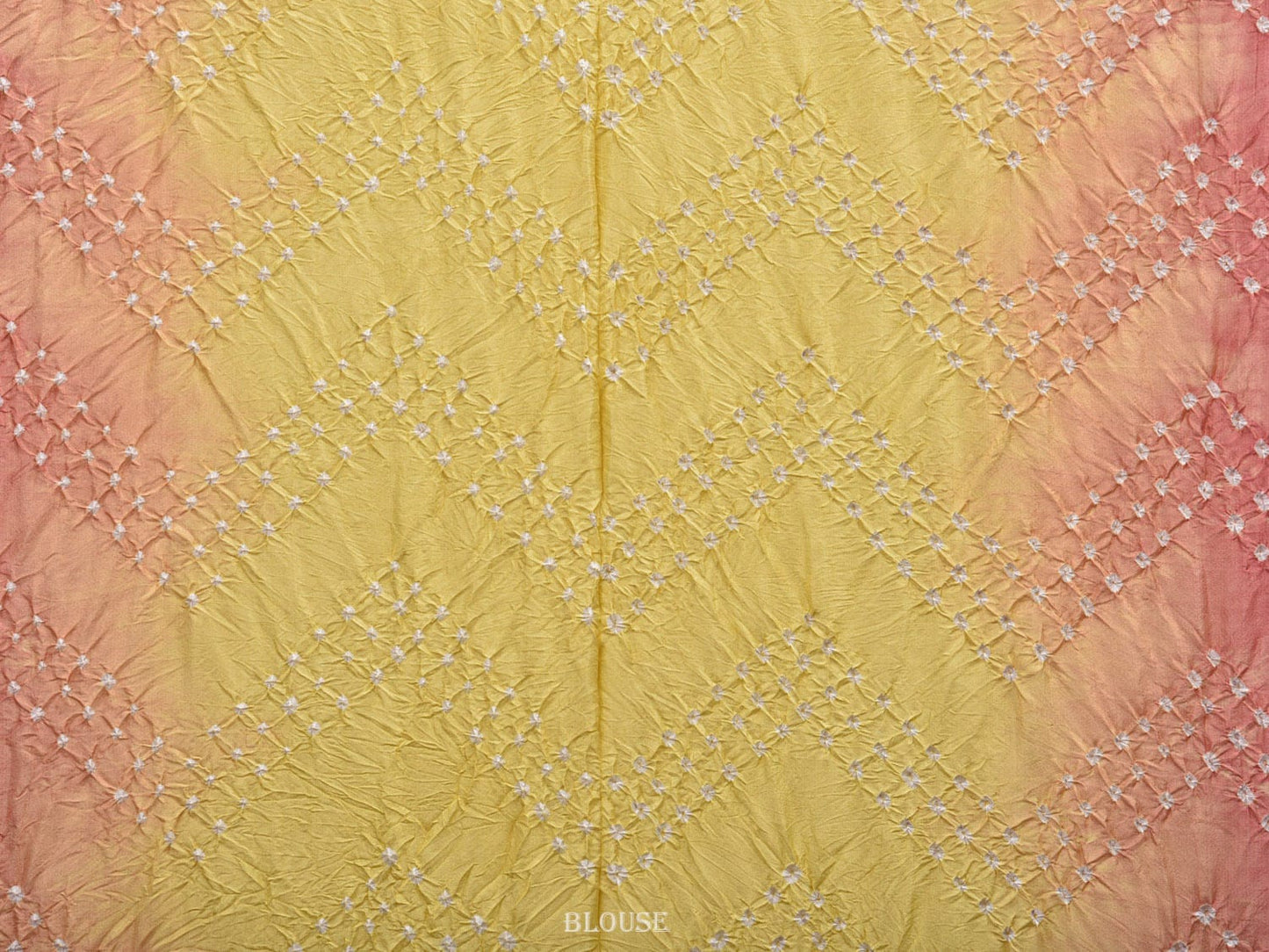 Yellow and Peach Bandhani Kanchipuram Silk Handloom Saree with Border Design No Blouse bn0364