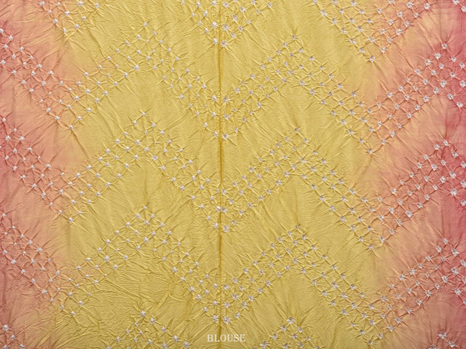 Yellow and Peach Bandhani Kanchipuram Silk Handloom Saree with Border Design No Blouse bn0364