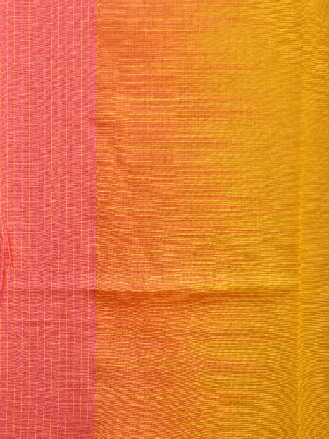 Yellow and Pink Organic Cotton Handloom Saree with Strips Pallu Design o0315