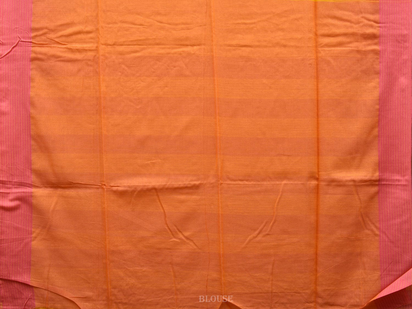 Yellow and Pink Organic Cotton Handloom Saree with Strips Pallu Design o0315