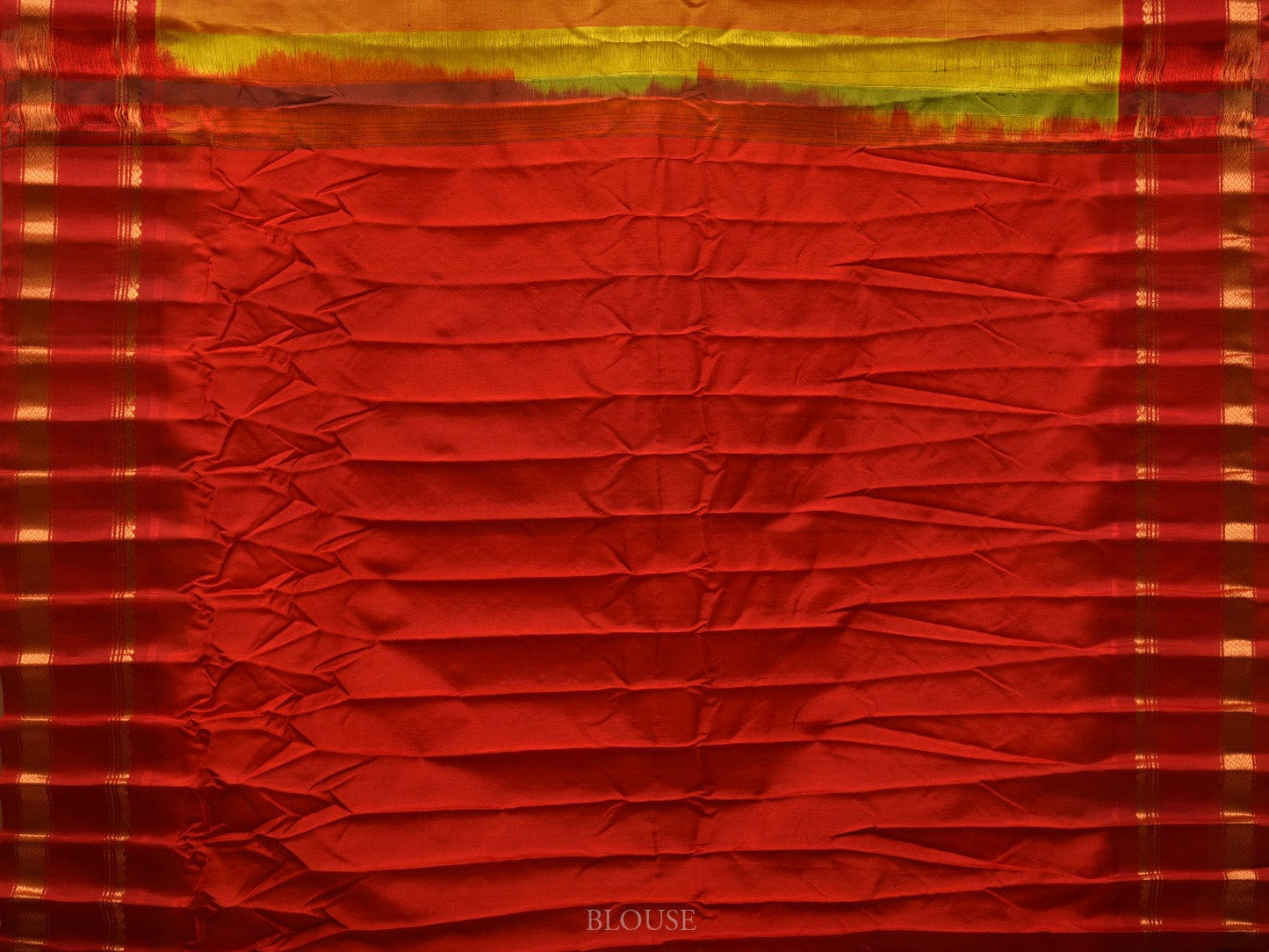 Yellow and Red Gadwal Silk Handloom Saree with Buta and Border Design g0324