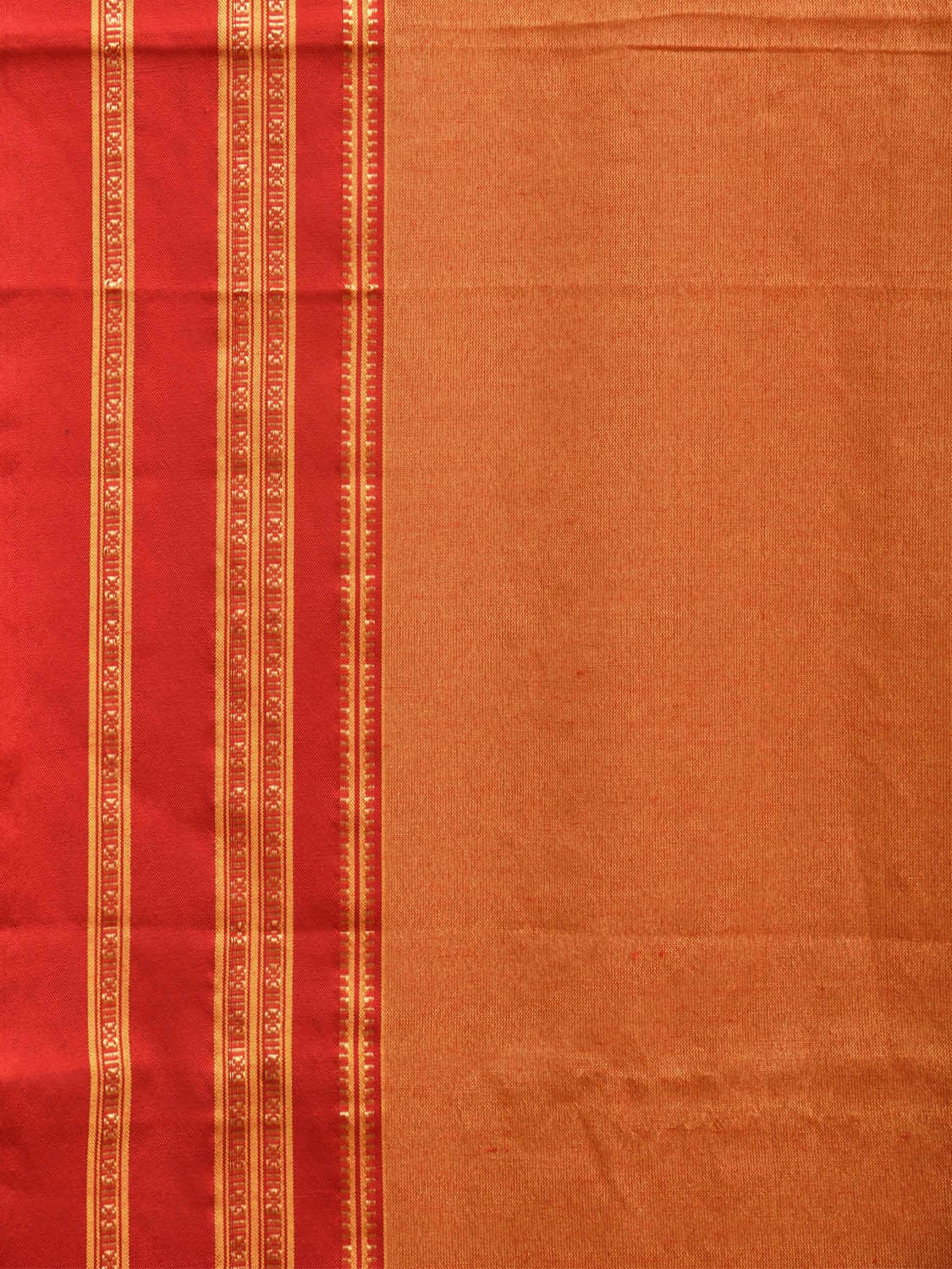 Yellow and Red ilkal Cotton Handloom Plain Saree with Strips Pallu Design o0468