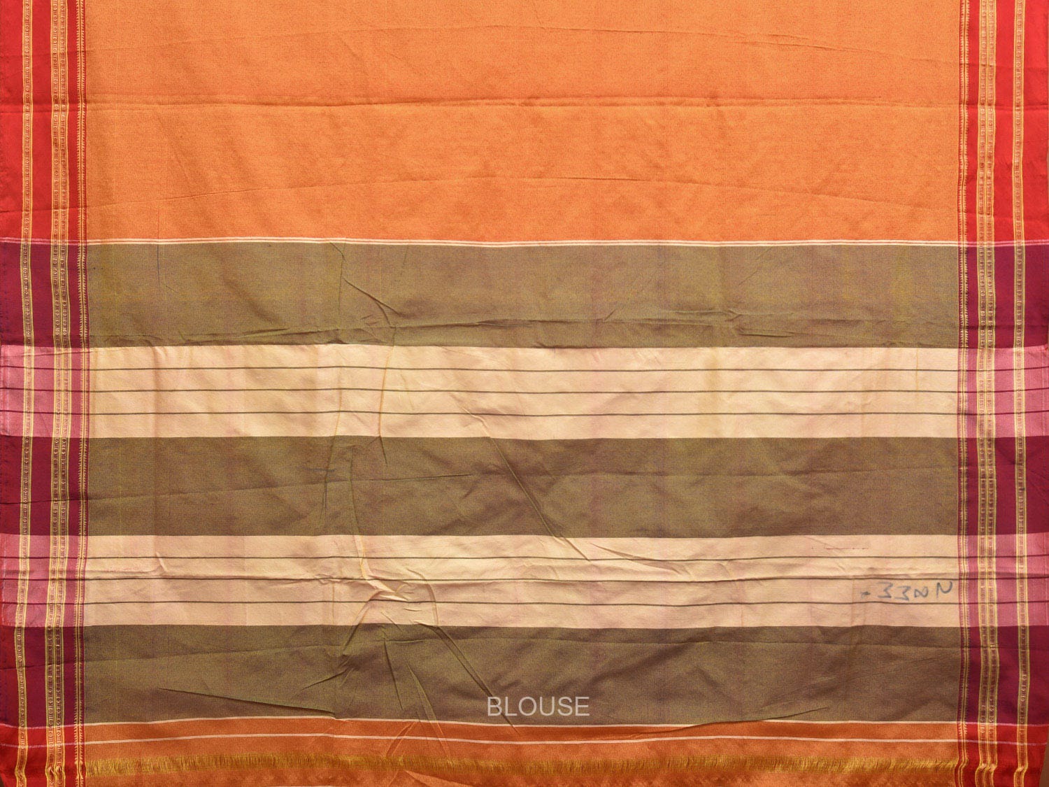 Yellow and Red ilkal Cotton Handloom Plain Saree with Strips Pallu Design o0468