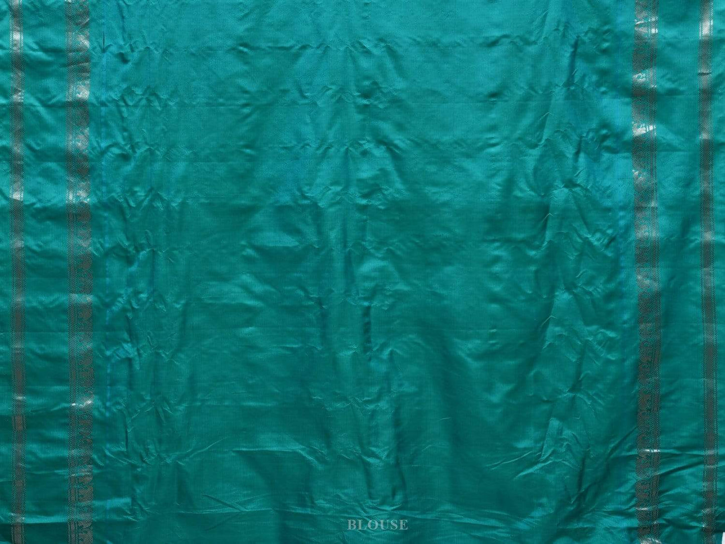 Yellow and Turquoise Gadwal Silk Handloom Saree with Temple Border Design g0275