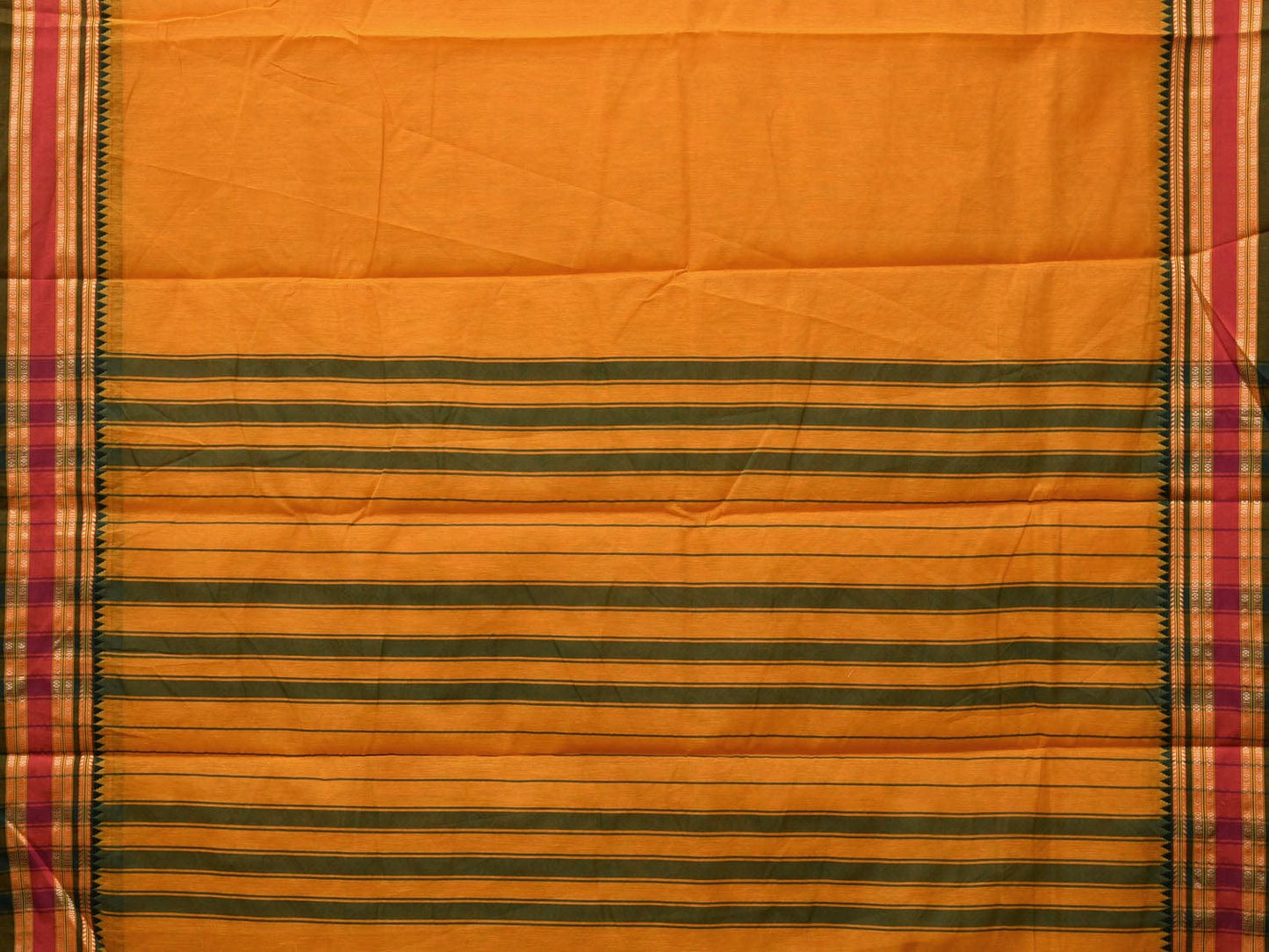 Yellow Bamboo Cotton Plain Saree with Border Design bc0081