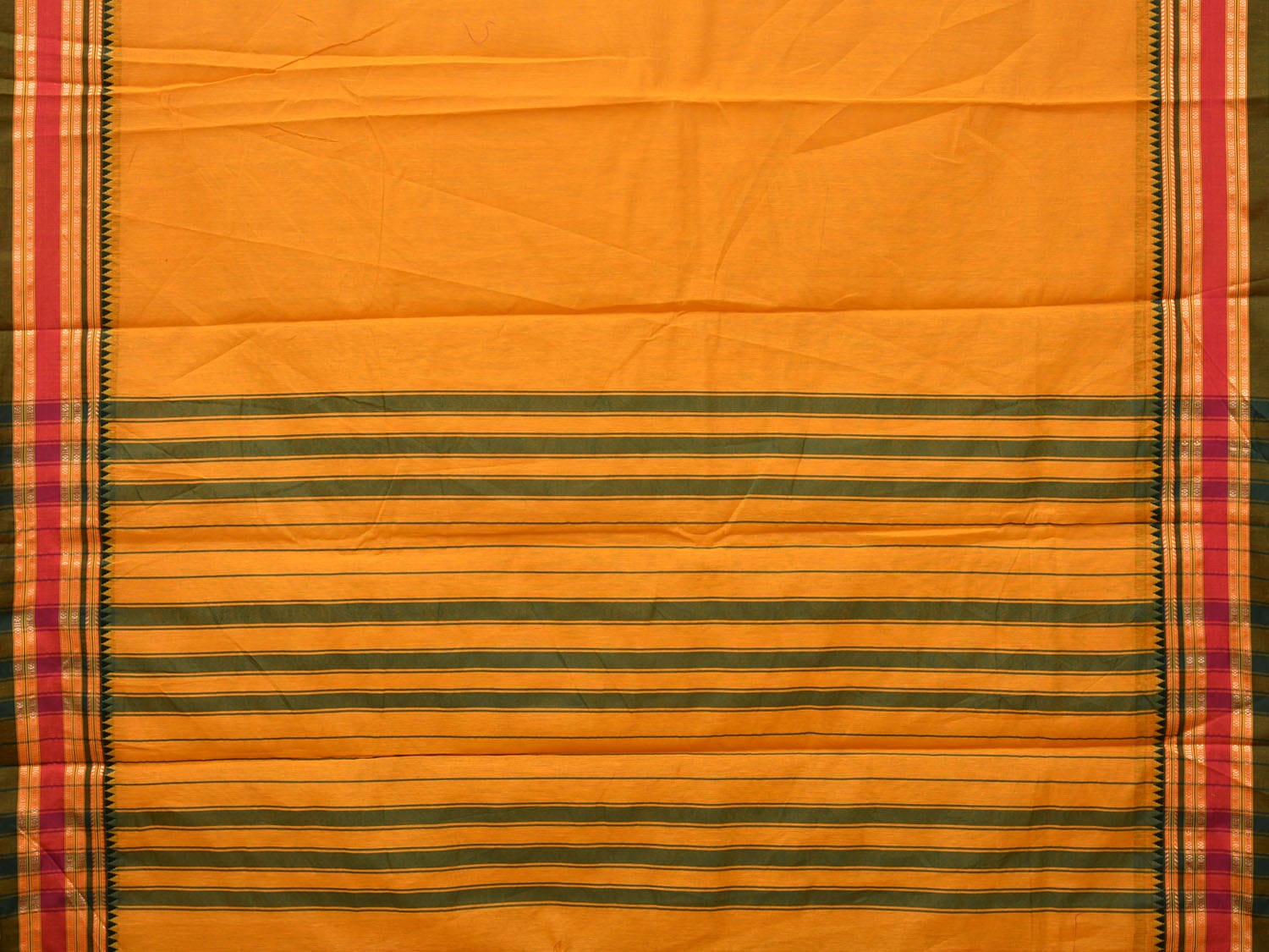 Yellow Bamboo Cotton Plain Saree with Zari Border Design bc0109