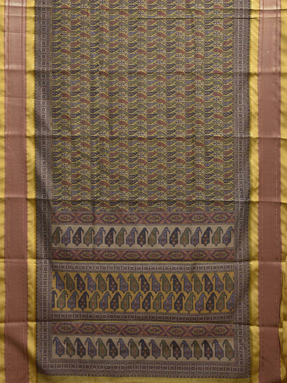 Yellow Bamboo Cotton Saree with Digital Print Design bc0811