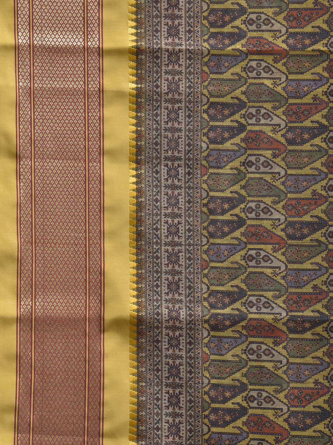 Yellow Bamboo Cotton Saree with Digital Print Design bc0811