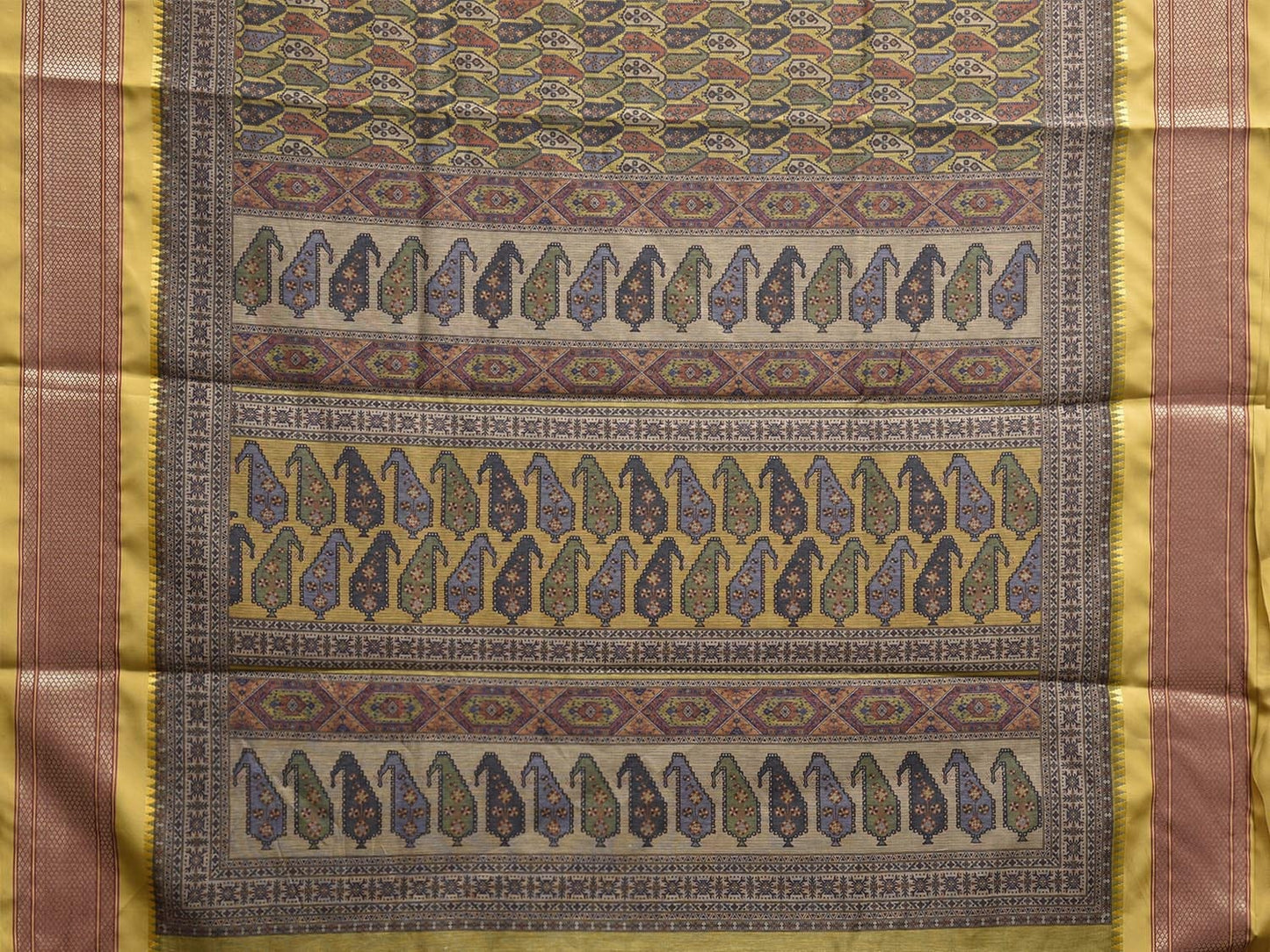 Yellow Bamboo Cotton Saree with Digital Print Design bc0811