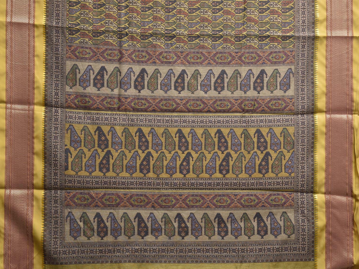 Yellow Bamboo Cotton Saree with Digital Print Design bc0811