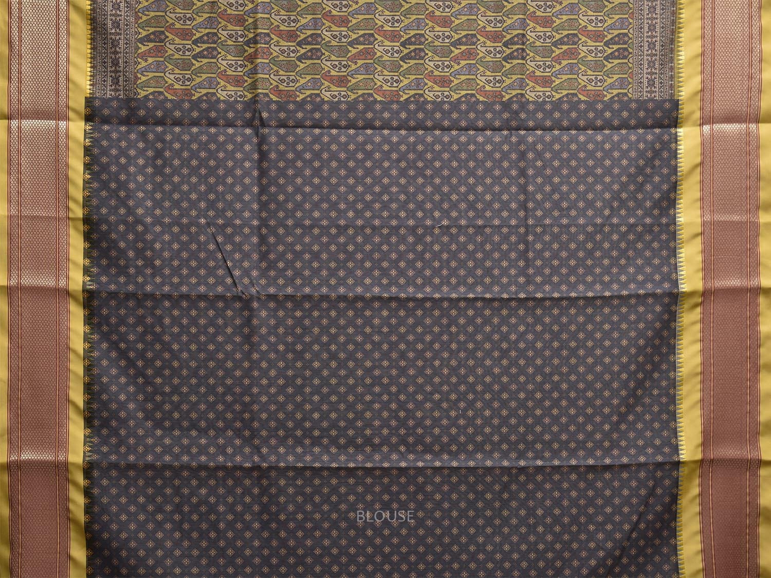 Yellow Bamboo Cotton Saree with Digital Print Design bc0811