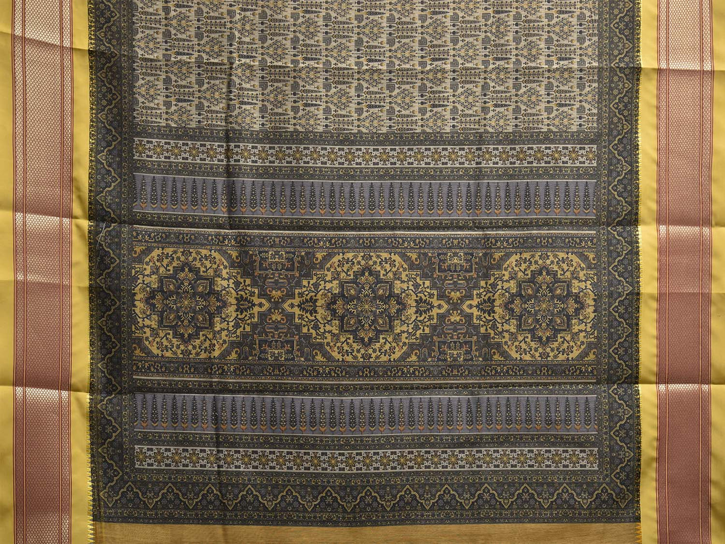 Yellow Bamboo Cotton Saree with Digital Print Design bc0813