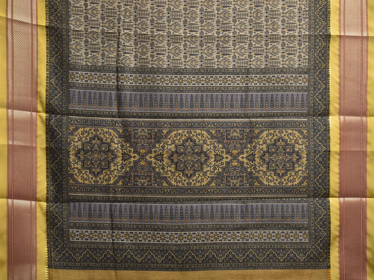 Yellow Bamboo Cotton Saree with Digital Print Design bc0813