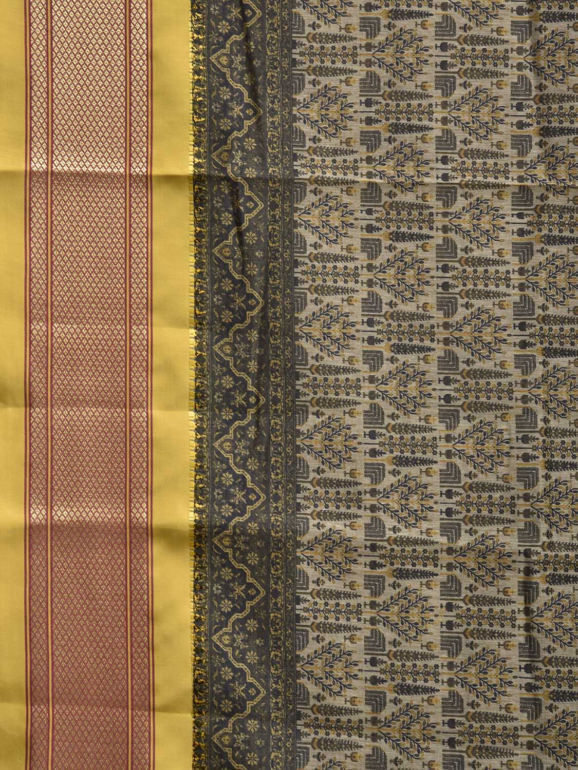 Yellow Bamboo Cotton Saree with Digital Print Design bc0813