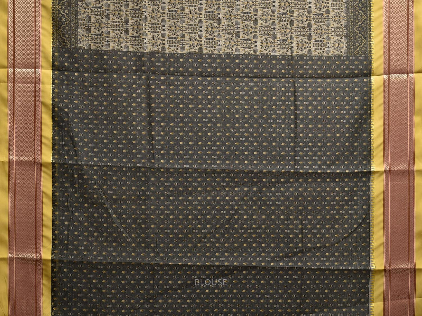 Yellow Bamboo Cotton Saree with Digital Print Design bc0813