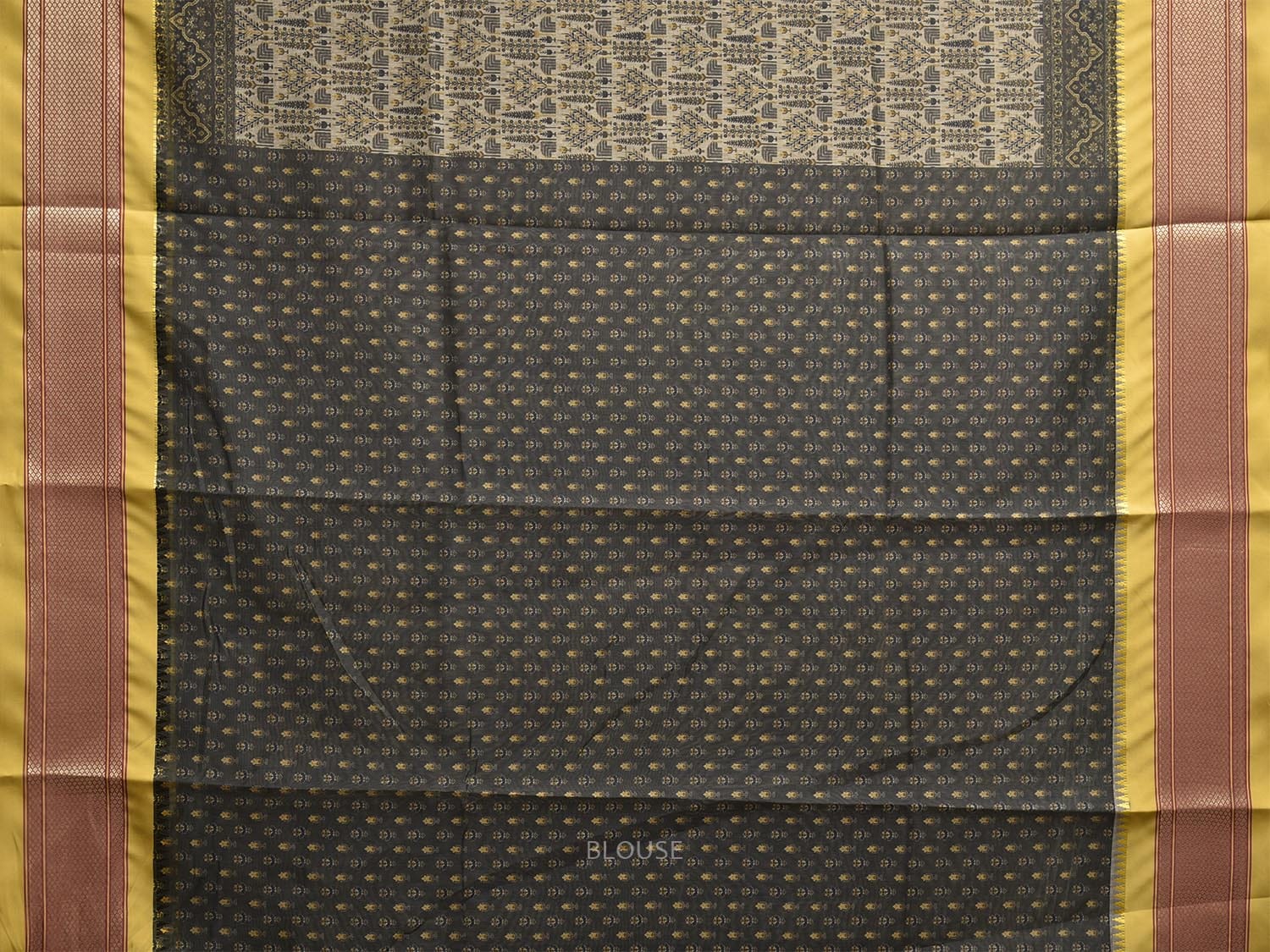 Yellow Bamboo Cotton Saree with Digital Print Design bc0813