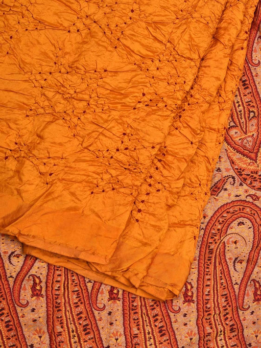 Yellow Bandhani Banaras Silk Handloom Saree with Big Mango Pallu Design bn0315