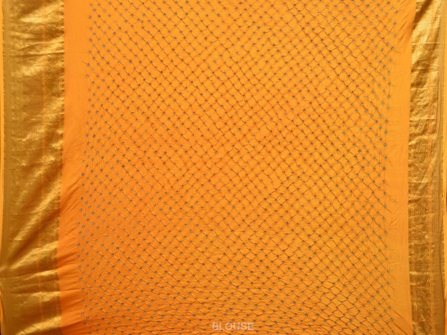 Yellow Bandhani Kanchipuram Silk Handloom Saree with Body Buta Design bn0498