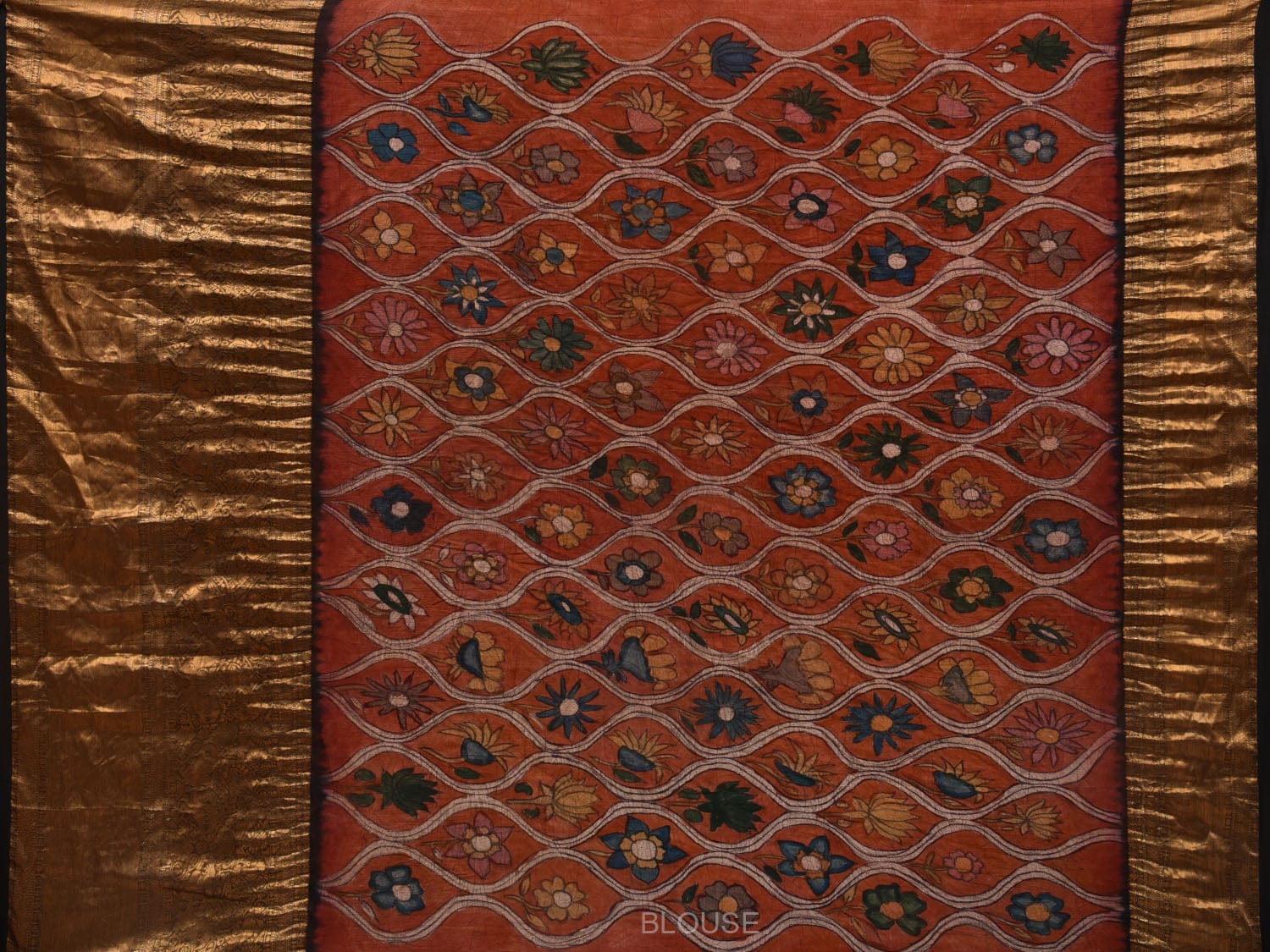 Yellow Bandhani Kanchipuram Silk Handloom Saree with Kalamkari Pallu and Blouse Design bn0395