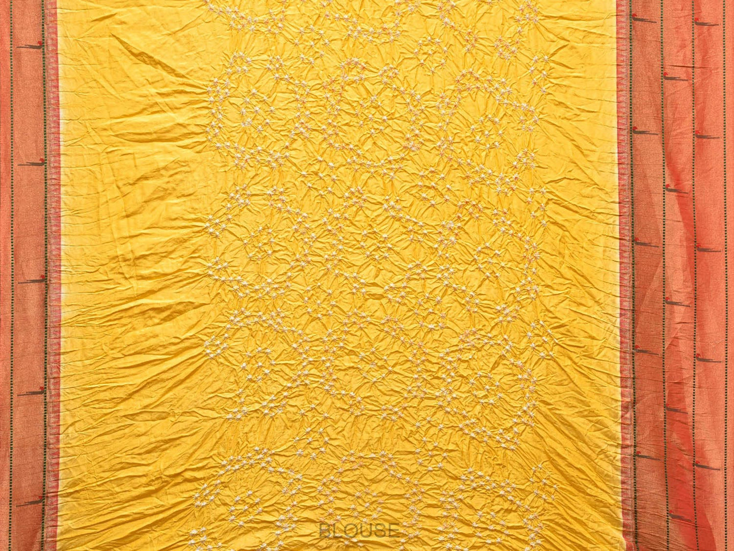 Yellow Bandhani Paithani Silk Handloom Saree with Triple Muniya Border Design bn0486