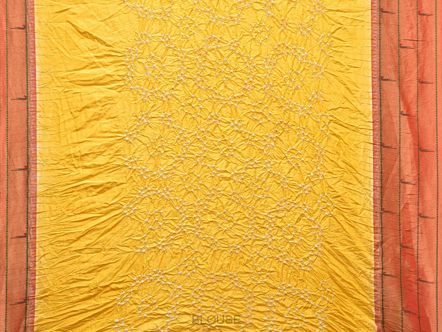 Yellow Bandhani Paithani Silk Handloom Saree with Triple Muniya Border Design bn0486