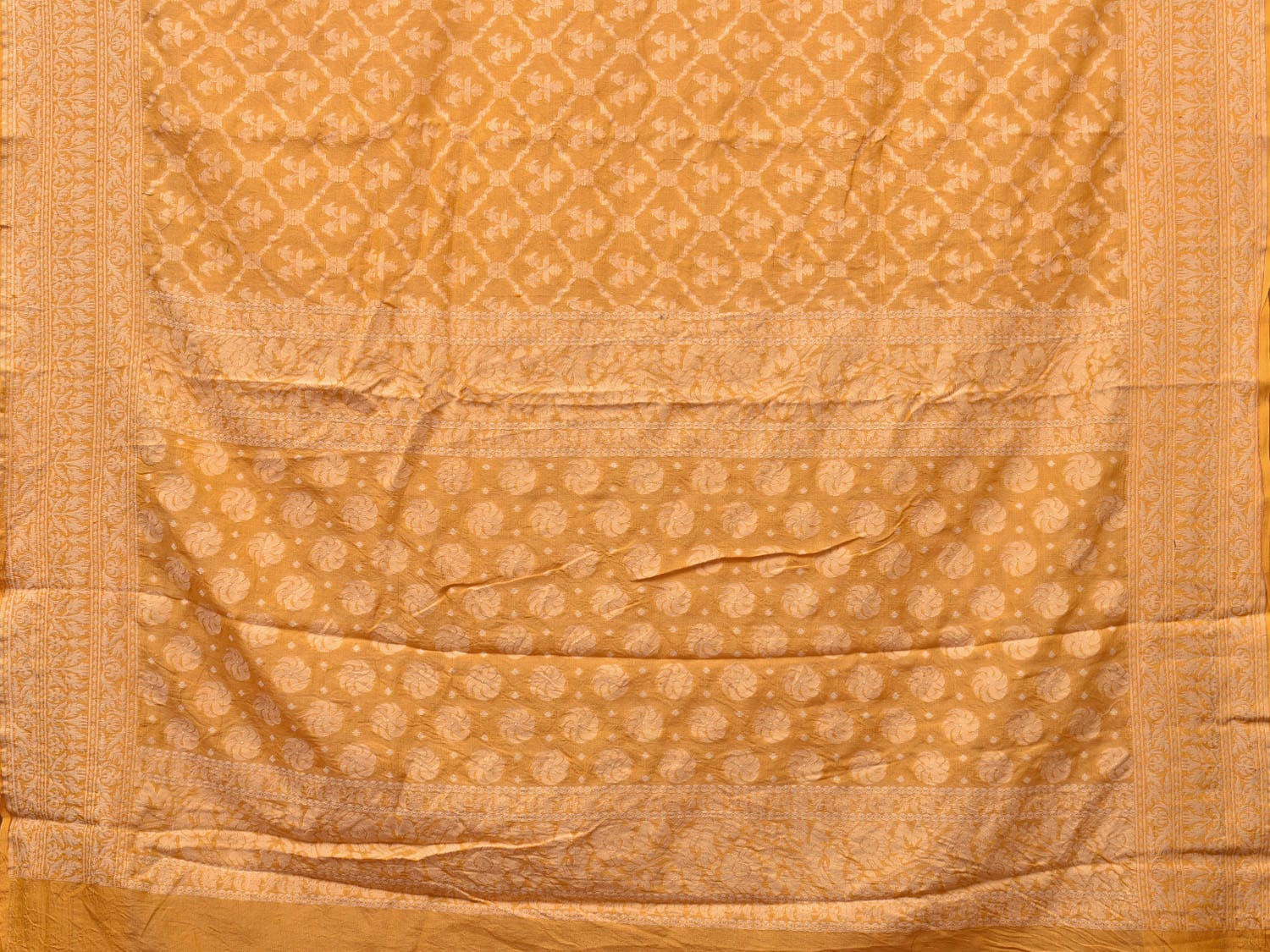 Yellow Cut Work Cotton Handloom Saree with All Over Jamdani Style Design o0387
