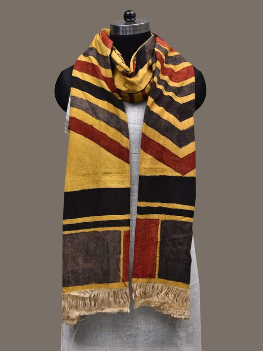 Yellow Kalamkari Hand Painted Cotton Handloom Dupatta with Geometric Design ds2469