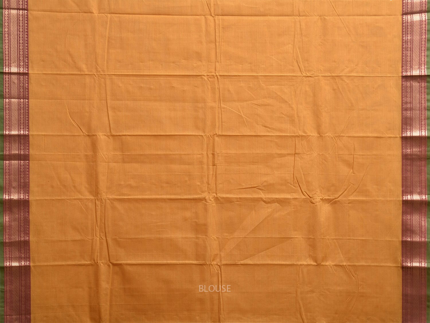 Yellow Kanchipuram Cotton Plain Saree with Strips and Border Design k0856