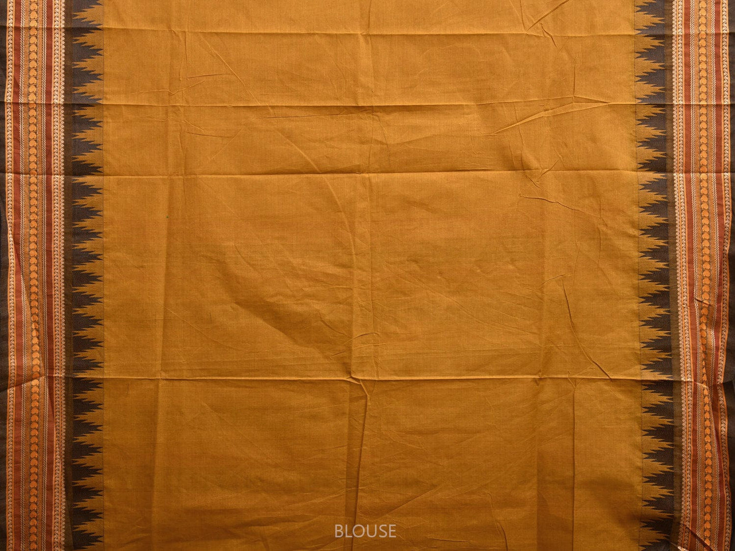 Yellow Kanchipuram Cotton Saree with Pasley Pallu and Temple Border Design k0731